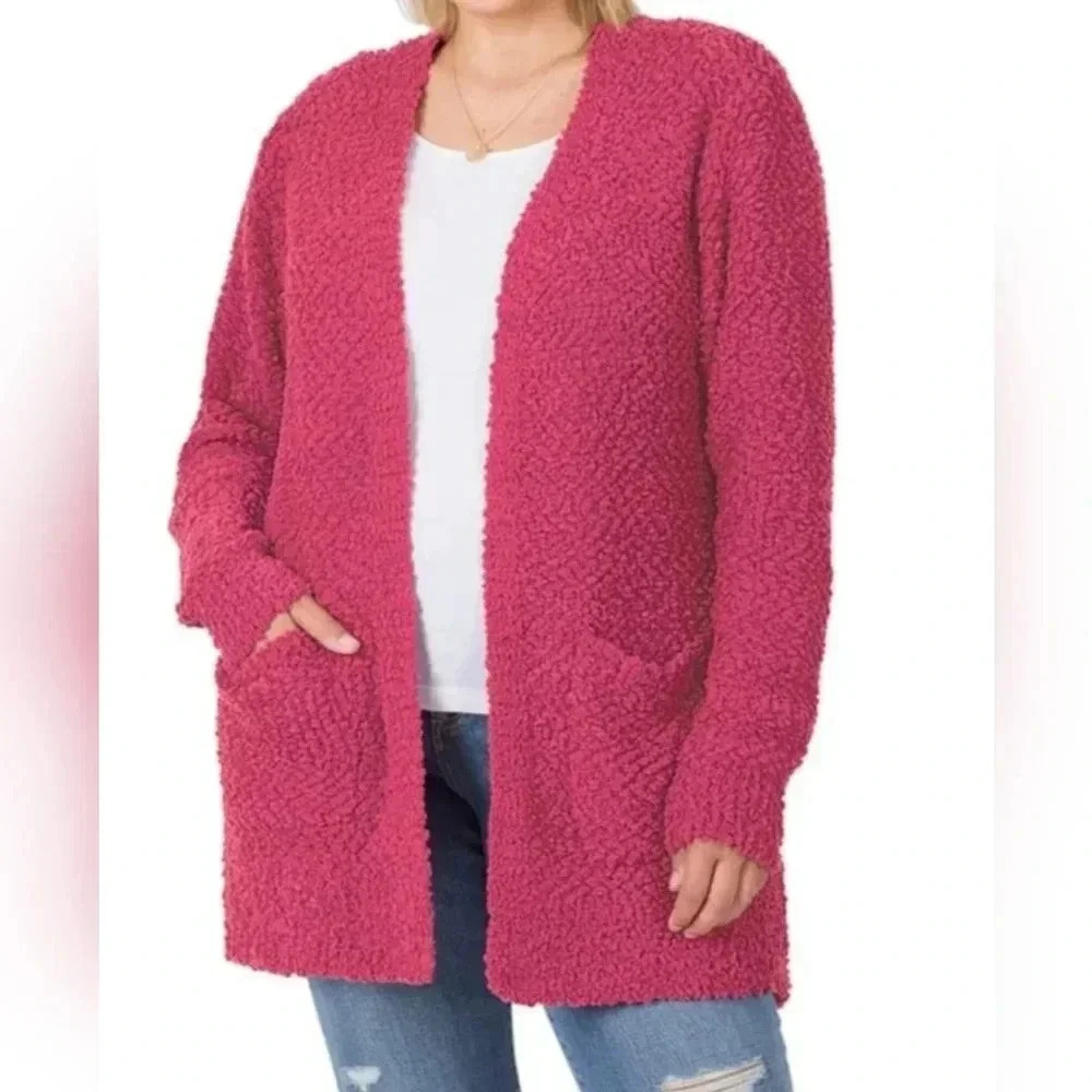 NWT Zenana Longsleeve Chunky Knit Plus Size Cardigan 1x & 2x